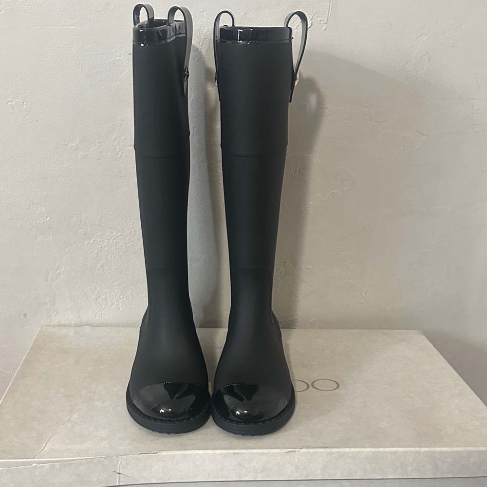 Jimmy Choo Glossy Black Over the Knee Boots